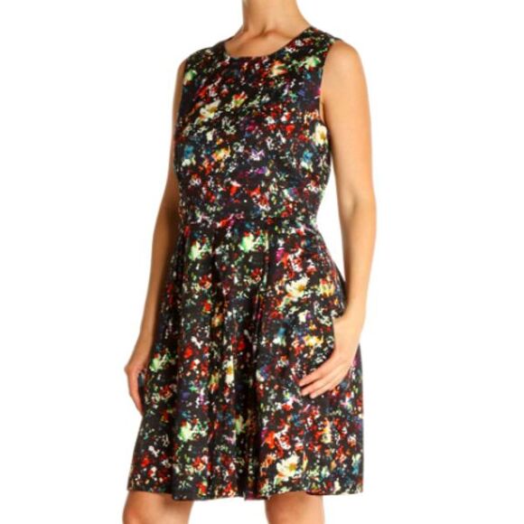 Gap Confetti Flare Dress Black Multicolor Fit And Flare Womens 6 - Picture 1 of 15
